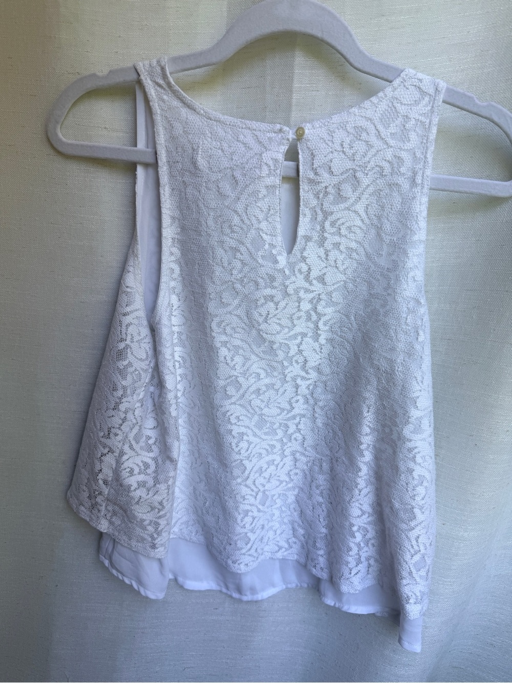 Abercrombie & Fitch White Floral Lace Layered Trapeze Tank Top S - Picture 2 of 6